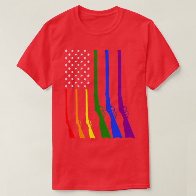 Camiseta Lgbt Flag Hunting Gay Pride America (Frente do Design)