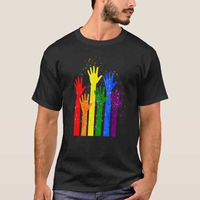 Camiseta Lgbt Flag Lgbt Prioridade Igualdade De Mão Direito (Frente)
