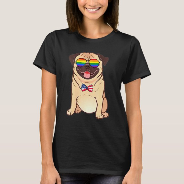 Camiseta Lgbt Francês Bulldog Orgulho gay Rainbow Frenchie (Frente)