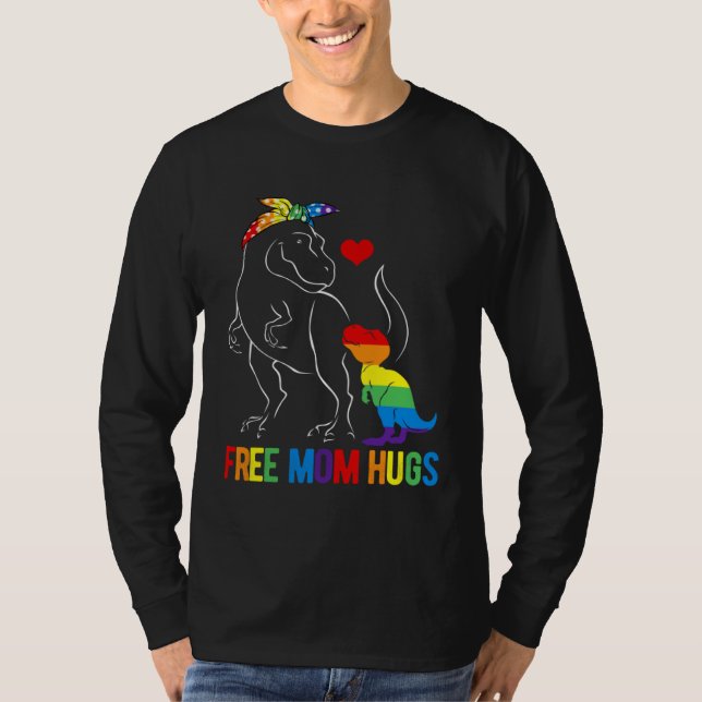Camiseta LGBT Free Mom Hugs Dinosaur Rex Mamasaurus Ally Ra (Frente)
