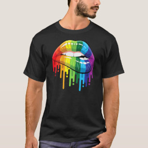 Camiseta Lgbt Gay Lsd Lábios de Orgulho Lésbica