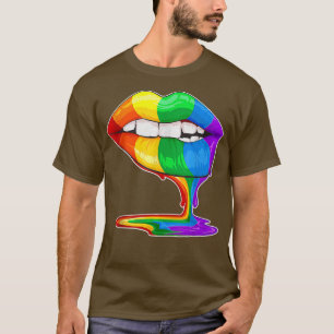 Camiseta LGBT Gay Pride Rainbow Flag Lesbian Cute Sey Lips 