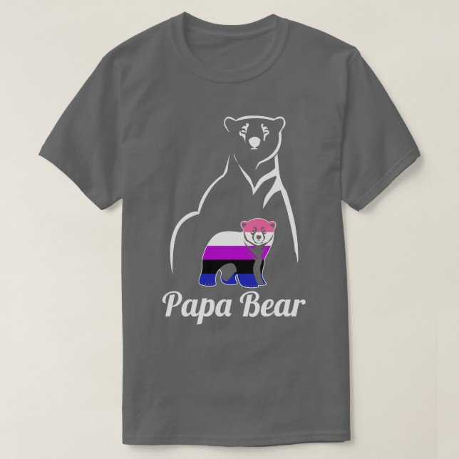 Camiseta LGBT Genderfluido Papa Urso Urso Genderfluido Sina (Frente do Design)