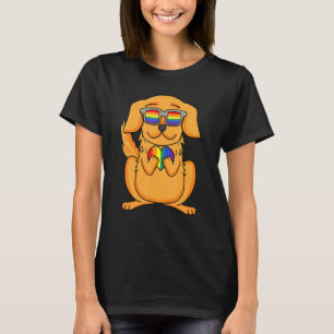 Camiseta LGBT Heart Love Orgulho gay Rainbow Animal Ouro Re