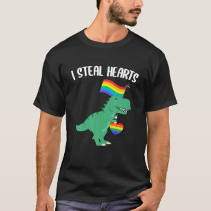 Camiseta LGBT I Rouba Corações Trex Dinossauro Orgulho gay