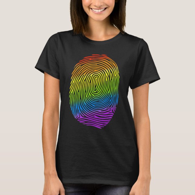 Camiseta Lgbt Impressão Digital Arco Arco-Íris Gay Lgbt Lgb (Frente)