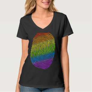 Camiseta Lgbt Impressão Digital Arco Arco-Íris Gay Lgbt Lgb