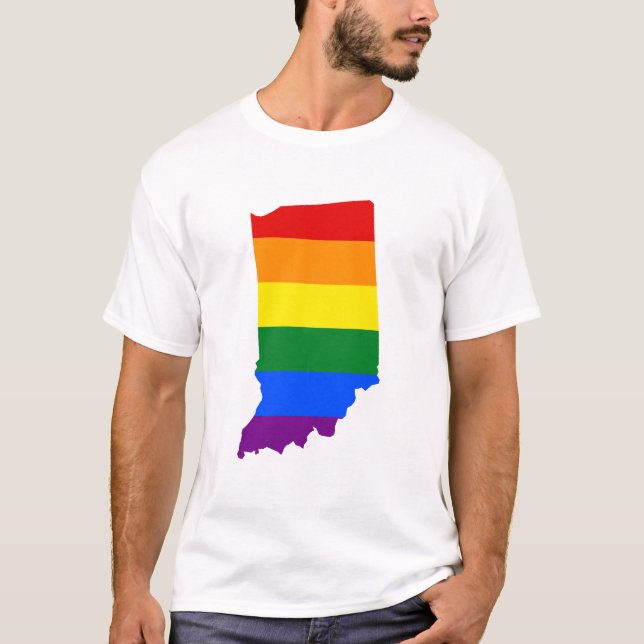 Camiseta LGBT Indiana, mapa de bandeira estadual norte-amer (Frente)