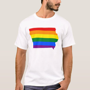 Camiseta LGBT Iowa, Estado dos EUA mapa de bandeira T-Shirt
