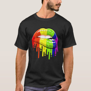 Camiseta LGBT Lábios Arco-Íris Orgulho Gay de Lésbica Homos