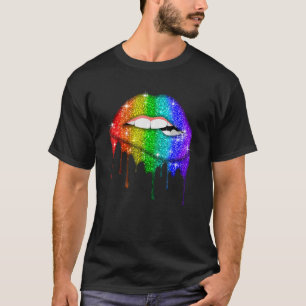 Camiseta Lgbt Lábios Arco-Íris Orgulho Gay de Lésbicas Homo