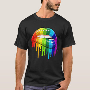 Camiseta LGBT Lábios Arco-íris Orgulho Gay Homossexual Lésb