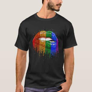 Camiseta LGBT - Lábios do arco-íris vintage Orgulho Gay Bis