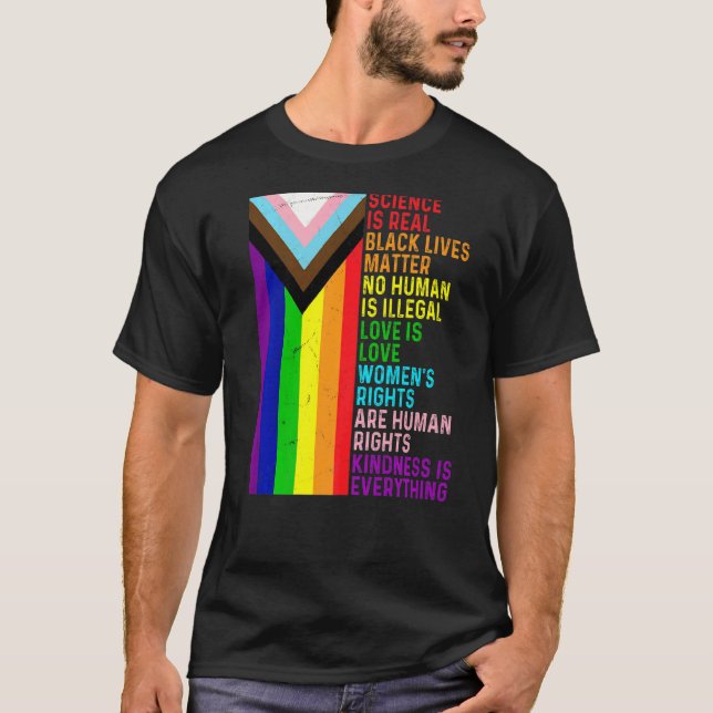 Camiseta Lgbt Lésbica Gay Science É Real Blm Love Is Love (Frente)