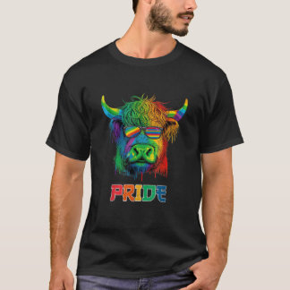 Camiseta LGBT Lésbica Orgulho gay da Escócia Highland Cow T