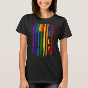 Camiseta Lgbt Lgbtq Rainbow Pride American Flag 4 De Julho
