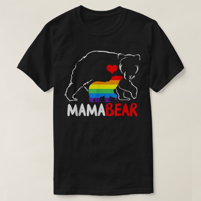 Camiseta LGBT Mama Bear - Gay Pride Equal Rights Rainbow  (Frente do Design)
