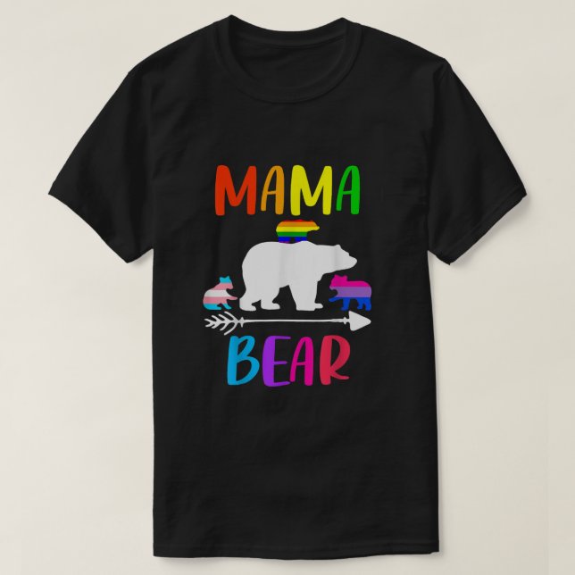 Camiseta LGBT Mama Bear Gay Pride Equal Rights Rainbow Gift (Frente do Design)