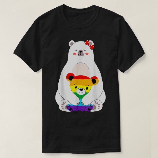 Camiseta LGBT Mama Bear Gay Pride Equal Rights Rainbow Moth (Frente do Design)