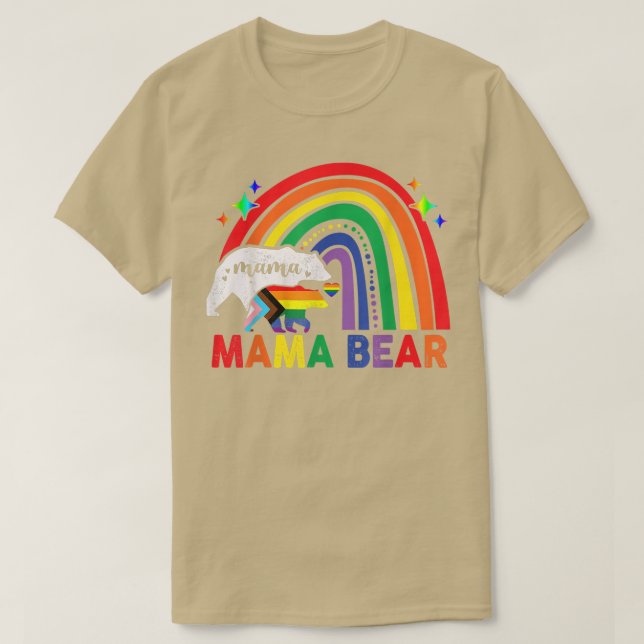Camiseta LGBT Mama Bear Orgulho gay Igual Direitos Arco-Íri (Frente do Design)