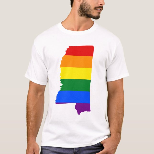 Camiseta LGBT Mississipi, mapa de bandeira dos EUA com T-Sh (Frente)