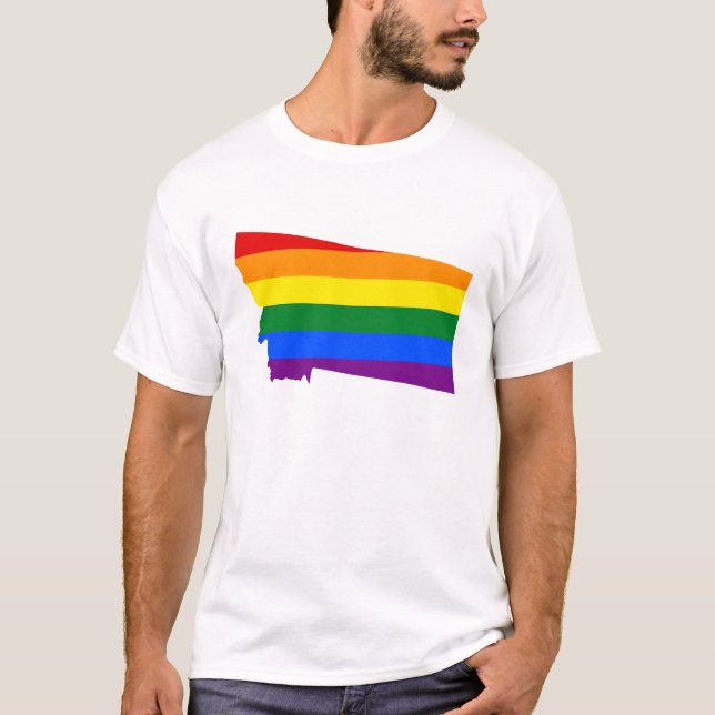 Camiseta LGBT  Montana, US state flag map T-Shirt (Frente)