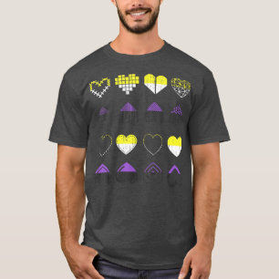 Camiseta LGBT Nonbinary Flag Hearts Pride Month Agender Non