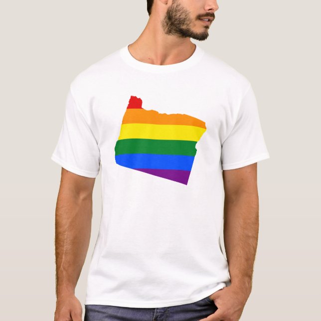 Camiseta LGBT Oregon, mapa do Estado dos EUA com T-Shirt (Frente)