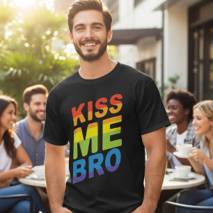 Camiseta LGBT ORGULHO BEIJA-Me Bro Mano Moderno Tipografia
