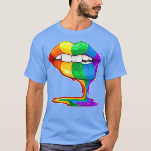 Camiseta LGBT Orgulho gay Arco-Íris Bandeira Lésbica Lábios