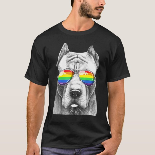 Camiseta Lgbt Orgulho gay do Cão Pitbull (Frente)