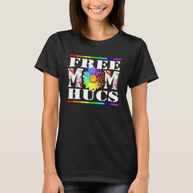 Camiseta Lgbt Orgulho gay Free Mamãe Abraça Sunflower (Frente)
