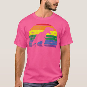 Camiseta LGBT Orgulho gay Lésbica LGBT Dinossaur Sunset 