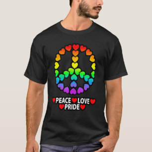 Camiseta Lgbt Orgulho gay Mês de Amor Sinal de Paz Rainbow 