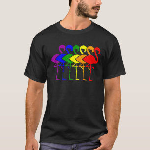 Camiseta LGBT Orgulho Rosa Flamingo Lésbica Suporte a Gay 