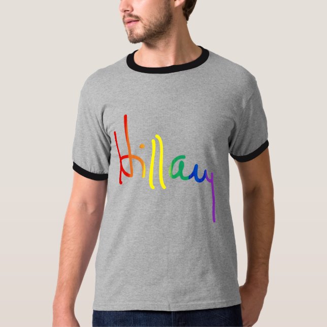Camiseta LGBT para Hillary - bandeira do arco-íris - (Frente)