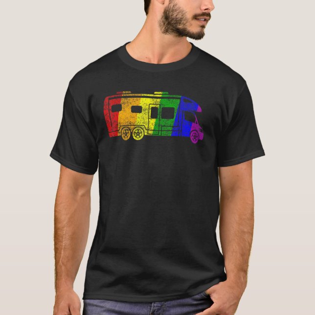 Camiseta Lgbt Pride Camper Van Rainbow Flag Human Right Sup (Frente)