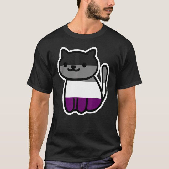 Camiseta Lgbt Pride Cat Animal Ace Flag Asexuality Demisexu (Frente)