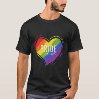 Camiseta LGBT Pride Design With Heart Rainbow Flag Men Wome