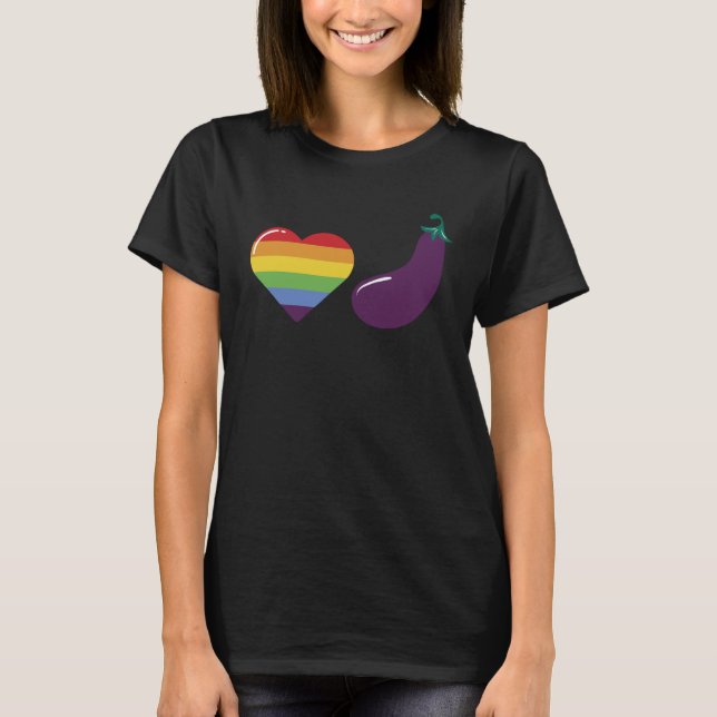 Camiseta LGBT Pride  Eggplant Joke For Lesbian Gay Support (Frente)