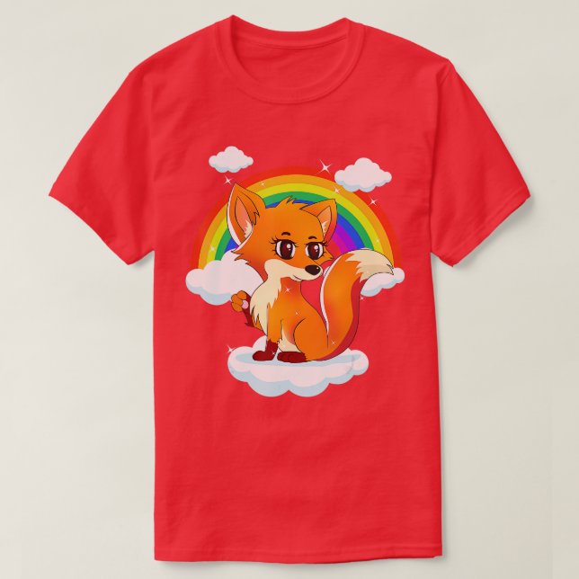 Camiseta LGBT Pride Fox with rainbow for Gay Pride Month (Frente do Design)
