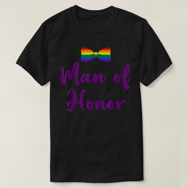Camiseta Lgbt Pride Gay Bachelor Partido Homem De Honra Eng (Frente do Design)