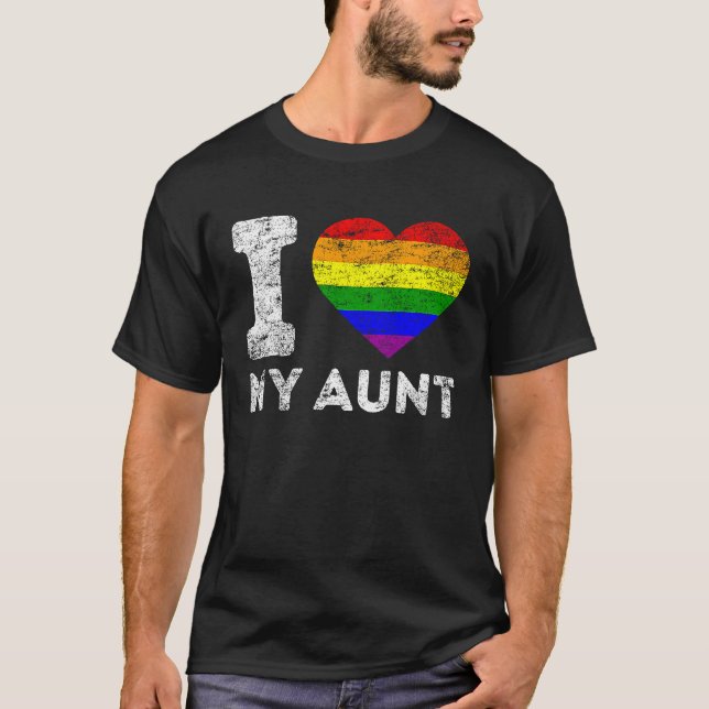 Camiseta LGBT Pride I Love My Aunt Rainbow Flag Support Fam (Frente)