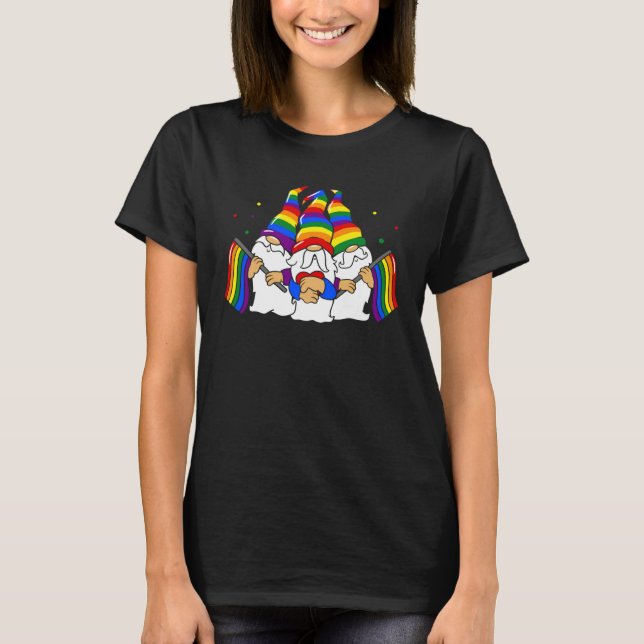 Camiseta LGBT Pride LGBTQ Rainbow Gnomies  Proud with my Gn (Frente)