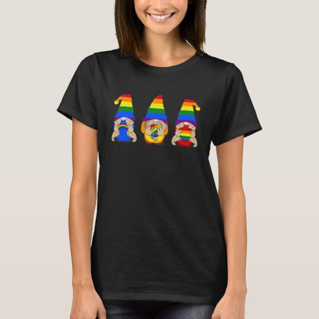 Camiseta LGBT Pride LGBTQ Rainbow Gnomies  Proud with my Gn (Frente)