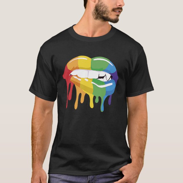 Camiseta LGBT Pride Lips Colourful Brush Stroke Love Vampir (Frente)