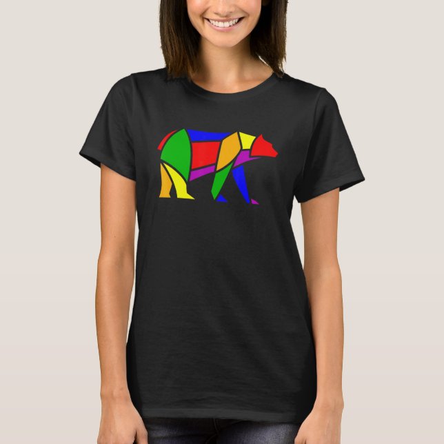 Camiseta Lgbt Pride Rainbow Suporta Geométrico Bear Gay Les (Frente)