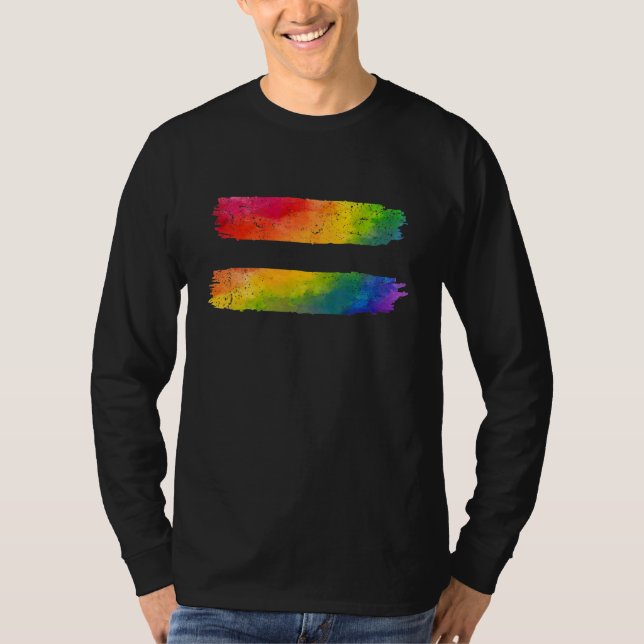 Camiseta LGBT Q Equality Gay Pride Lesbian Rainbow Flag Pro (Frente)