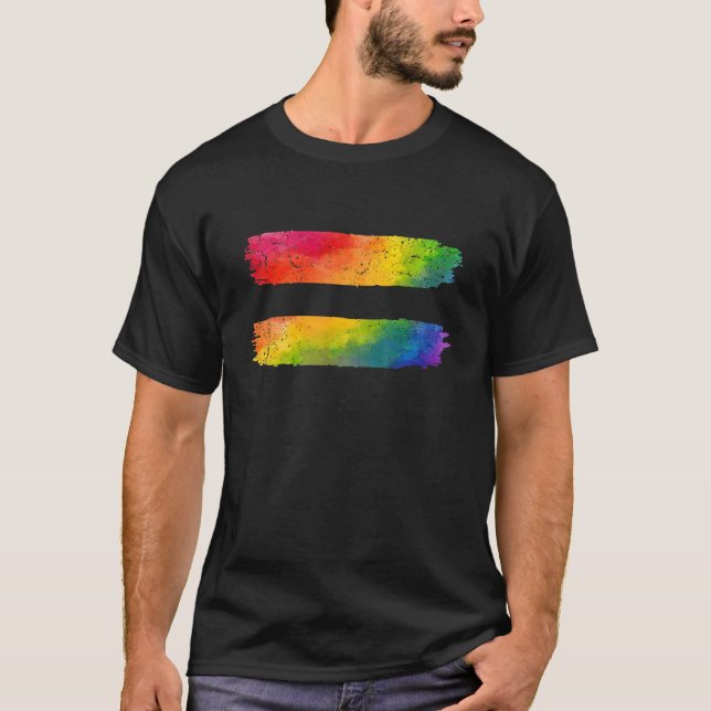 Camiseta LGBT Q Equality Gay Pride Lesbian Rainbow Flag Pro (Frente)