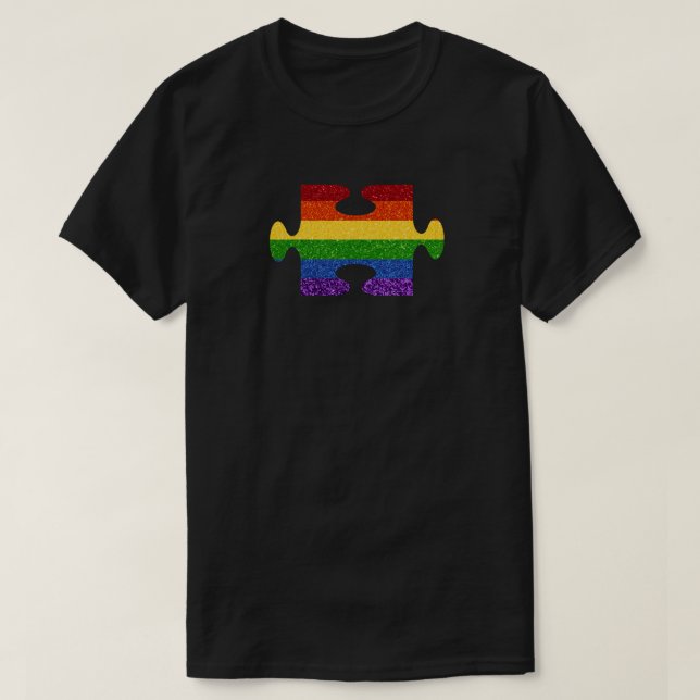 Camiseta LGBT Quebra-cabeça Priter Glitter (Frente do Design)